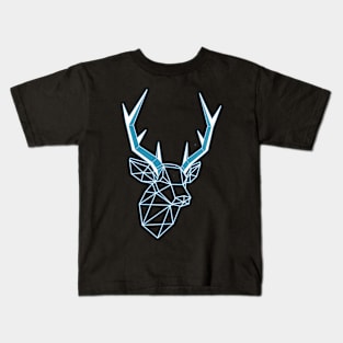 Geometric Blue Light line Stag Low-poly Head Kids T-Shirt